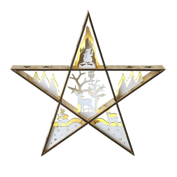 Light Up Festive Rustic Star - Large