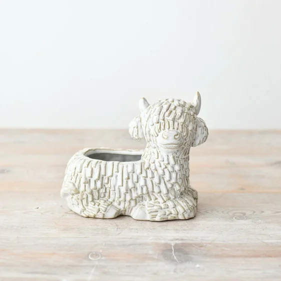 Lounging Highland Cow Planter