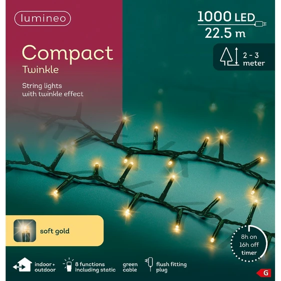 Lumineo Compact Twinkle Soft Gold String Lights (1000 Lights) - image 1