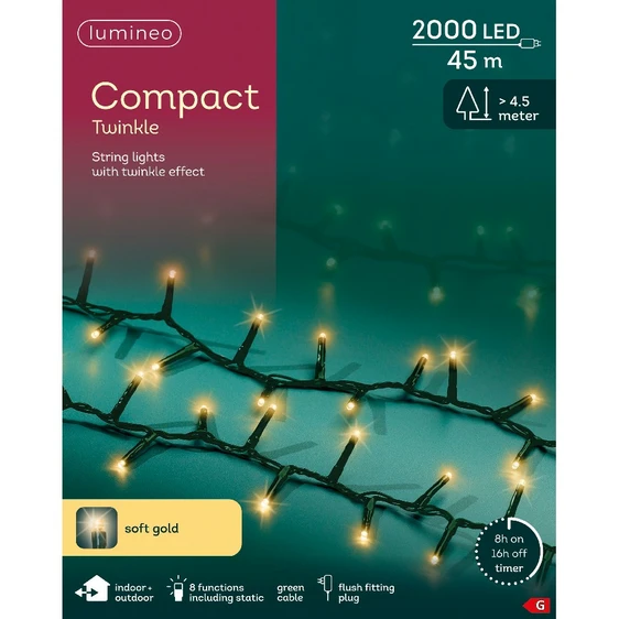 Lumineo Compact Twinkle Soft Gold String Lights (2000 Lights) - image 1