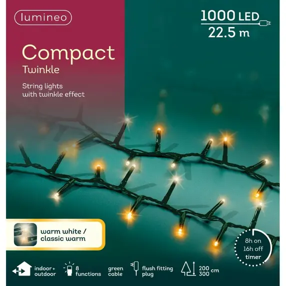 Lumineo Compact Twinkle Warm Duo String Lights (1000 Lights) - image 2