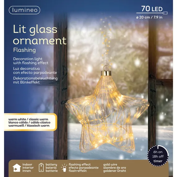 Lumineo Hanging Flashing Glass Star - image 2