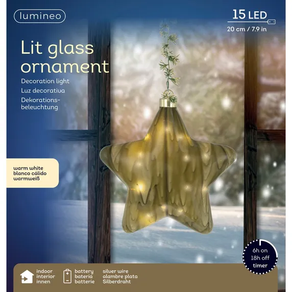 Lumineo Hanging Illuminated Glass Star - image 2