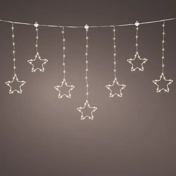 Lumineo Micro Wire Silver Star Curtain Lights - Warm White - image 1
