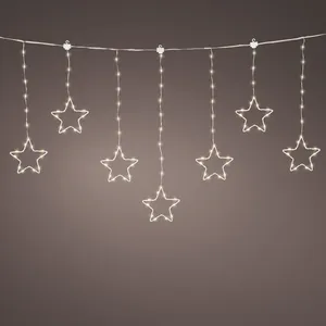 Lumineo Micro Wire Silver Star Curtain Lights - Warm White