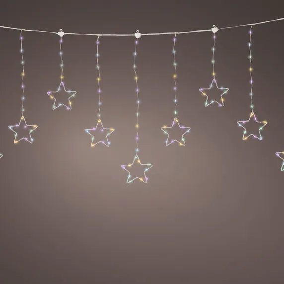 Lumineo Micro Wire Silver Star Curtain Lights - Multi - image 1