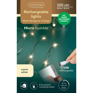 Lumineo Rechargeable Micro Wire String Lights - Warm White - image 2