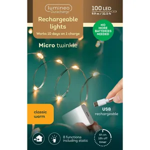 Lumineo Rechargeable Micro Wire String Lights - Classic Warm - image 2