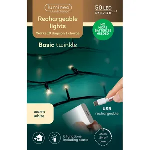 Lumineo Rechargeable String Lights - Warm White (50 Lights) - image 2