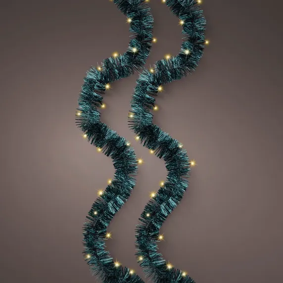 Lumineo Tinsel Garland String Lights - Emerald Green - image 1