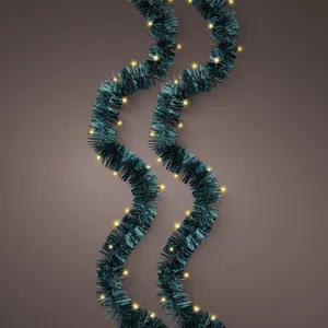Lumineo Tinsel Garland String Lights - Emerald Green