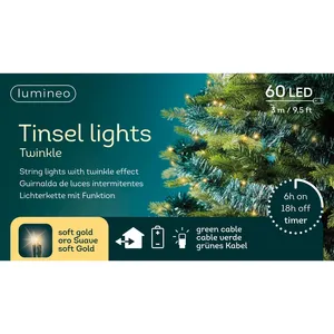 Lumineo Tinsel Garland String Lights - Emerald Green - image 2