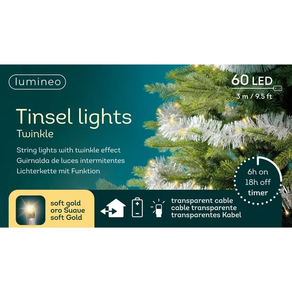 Lumineo Tinsel Garland String Lights - Silver - image 2