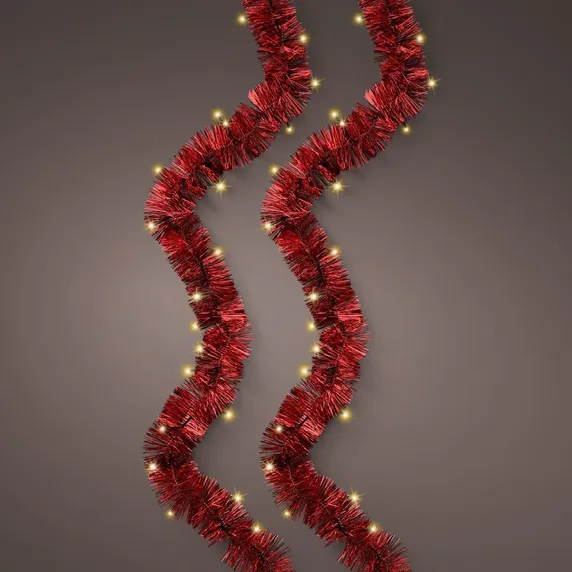 Lumineo Tinsel Garland String Lights - Red - image 1