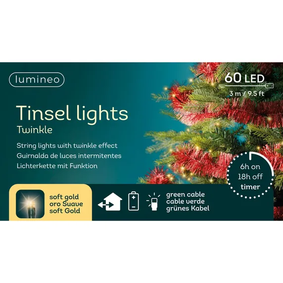 Lumineo Tinsel Garland String Lights - Red - image 2