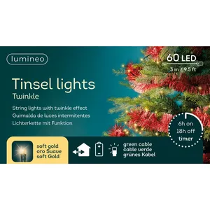 Lumineo Tinsel Garland String Lights - Red - image 2