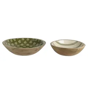 Mango Wood Bowls Set - Green - image 2
