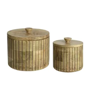 Mango Wood Natural Boxes Set