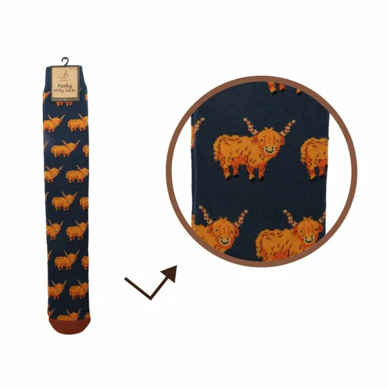 Men's Highland Cow Welly Socks