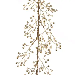 Metallic Berries Artificial Garland - Gold