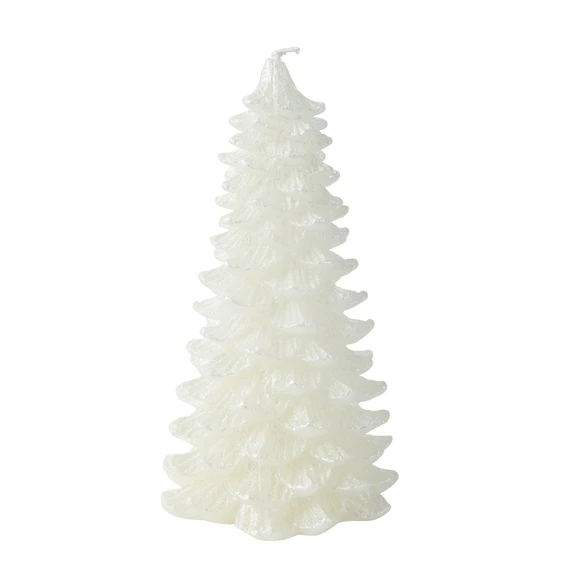 Metallic White Tree Candle - Medium