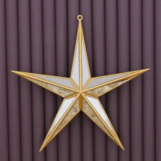 Mirrored Star Hanging Decoration - Gold