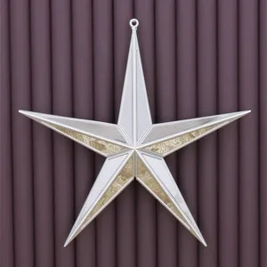 Mirrored Star Hanging Decoration - Silver