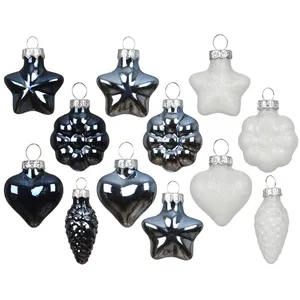 Mixed Shape Bauble Set - Night Blue & White