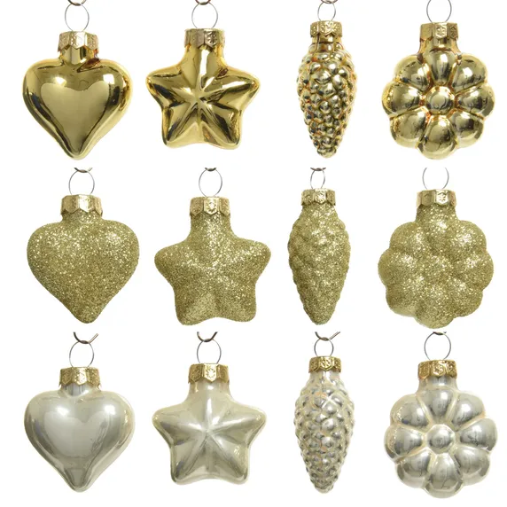 Mixed Shape Bauble Set - Pearl & Gold - image 1