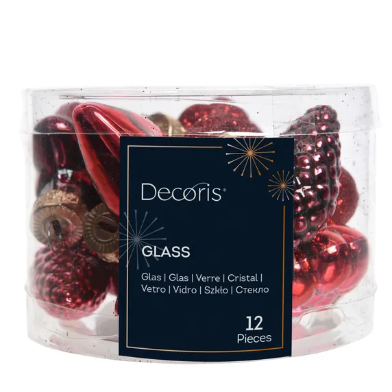 Mixed Shape Bauble Set - Christmas Red
