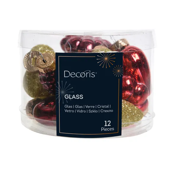 Mixed Shape Bauble Set - Red & Gold