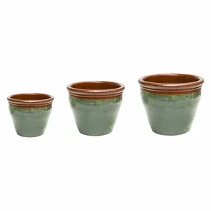 Ivyline Morgan Forest Green Rolled Rim Planter Ø20cm - image 2