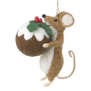 Mouse & Christmas Pudding Hanging Decoration