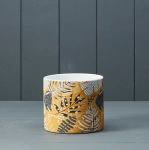 Mustard Leaf Print Pot Ø12cm
