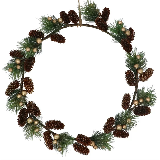 Narrow Pinecone Artificial Wreath