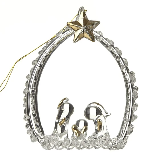 Nativity Scene Glass Hanging Decoration