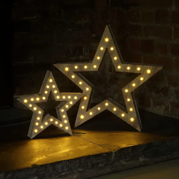 Noma Rustic Illuminated Stars Set