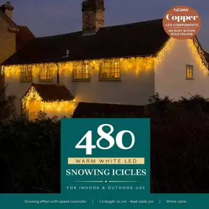 Noma Snowing Warm White Icicle String Lights - 480 - image 1