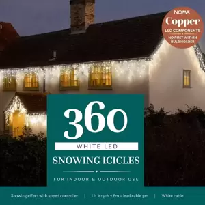 Noma Snowing White Icicle String Lights - 360
