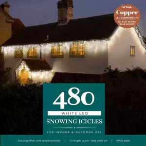 Noma Snowing White Icicle String Lights - 480 - image 1