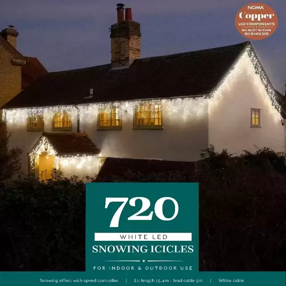 Noma Snowing White Icicle String Lights - 720 - image 1