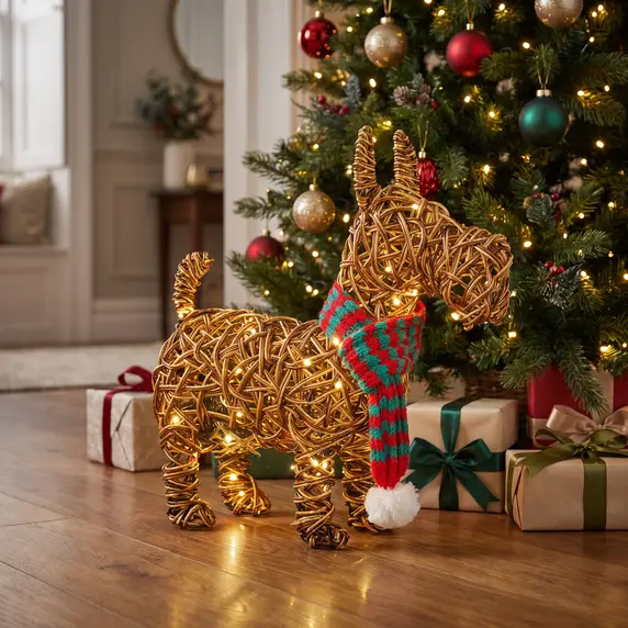 Noma Wicker Scottie Dog Figurine - 44cm - image 1