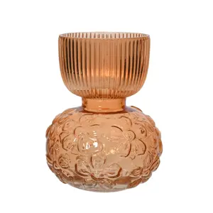 Orange Flower Pattern Glass Vase