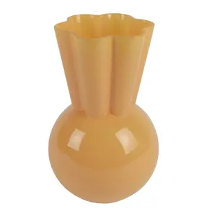 Orange Fluted Glass Vase