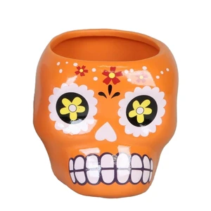 Orange Sugar Skull Pot - ⌀ 6cm