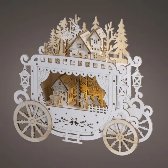 Ornate Carriage Illuminated Festive Scene