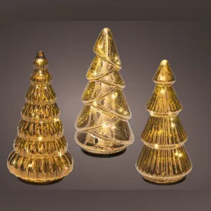 Ornate Glass Illuminated Brown Tree Set