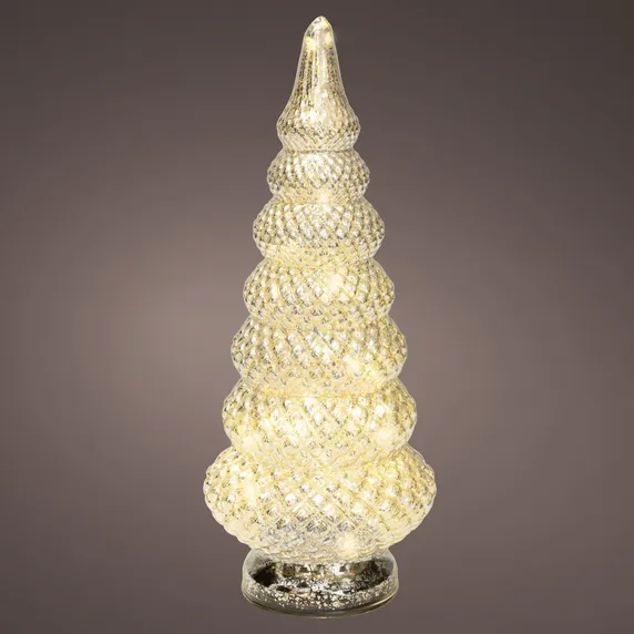 Ornate Glass Illuminated Silver Tree - Large
