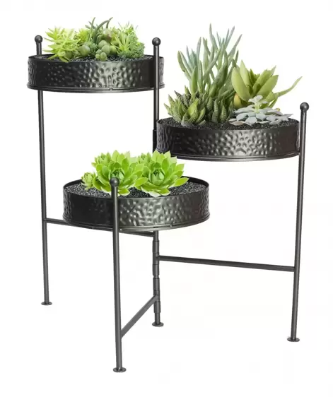 Panacea Hammered Contemporary 3 Tier Plant Stand