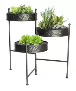 Panacea Hammered Contemporary 3 Tier Plant Stand